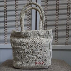 Polo by Ralph Lauren Mini Beige Crochet Tote